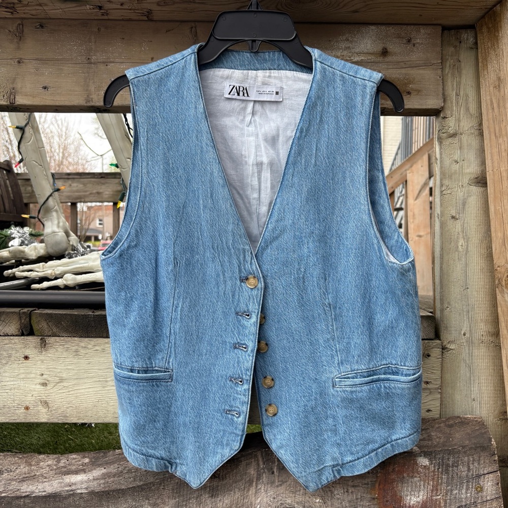 Zara Light Blue Denim Vest